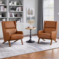 Yaheetech Accent Chairs Set of 2 Living Room Chairs Faux Leather Armchairs Thick Seat Cushion Oversized Recliner Chair High Backrest for Bedroom Office Reception Room Reading Nook Brown