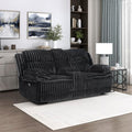 Lexicon Manual Double Reclining Loveseat with Center Console Corduroy Manual Wall Hugger Recliner Couch Pillow Top Arms Cup Holders Hidden Storage Cozy Loveseat for Living Room Black