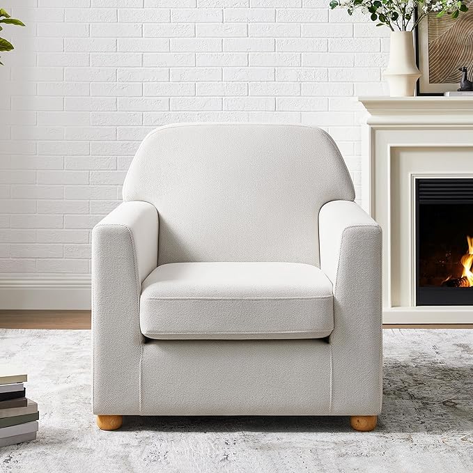 VANOMi Oversized Accent Chair Comfy Upholstered Living Room Arm Chair Thick-Cushioned Reading Chair Beige