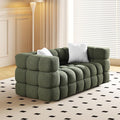 Modern Boucle Loveseat Couch for Living Room 61'' Sherpa Upholstered Sofa Couch Comfy Cloud Deep Seat Sofa Luxury Minimalist Plush Fluffy Couch for Small Apartment Office 2 Pillows Green