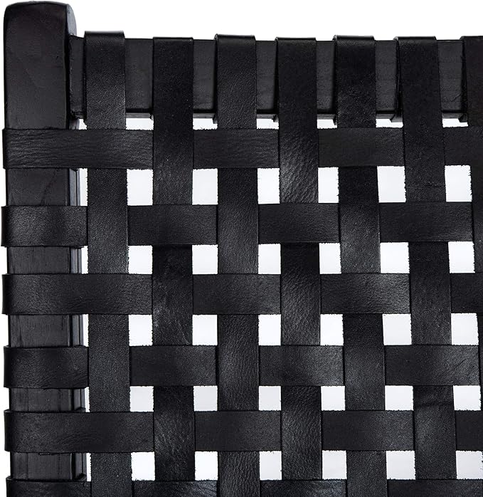 Safavieh Home Luna Black and Black Leather Woven Accent Chair