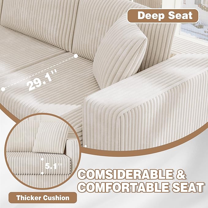 JAMFLY 105 Boneless Couches for Living Room (Beige)