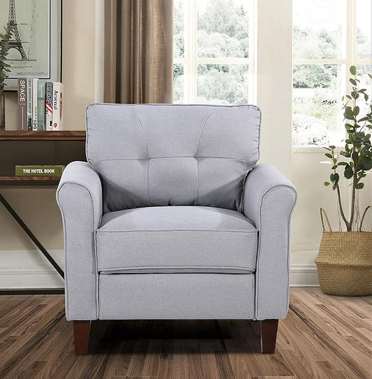 Kouchok Living Room Modern Side Reading Sitting Side Club Upholstered Velvet Accent Chair for the Bedroom Nursery Kids Room and Home Office in Dark Grey 31.4 Width Light Gray