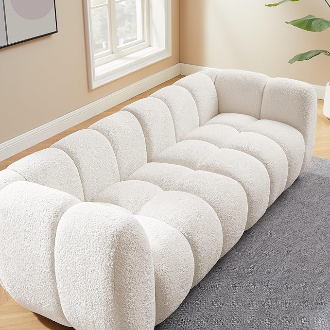 VANOMi 88 Oversized Boucle Sofa Modern Upholstered Tufted Cloud Couch Deep Seat Boucle SofaCozy Modern 3 Seater Couch for Living Room Bedroom Apartment