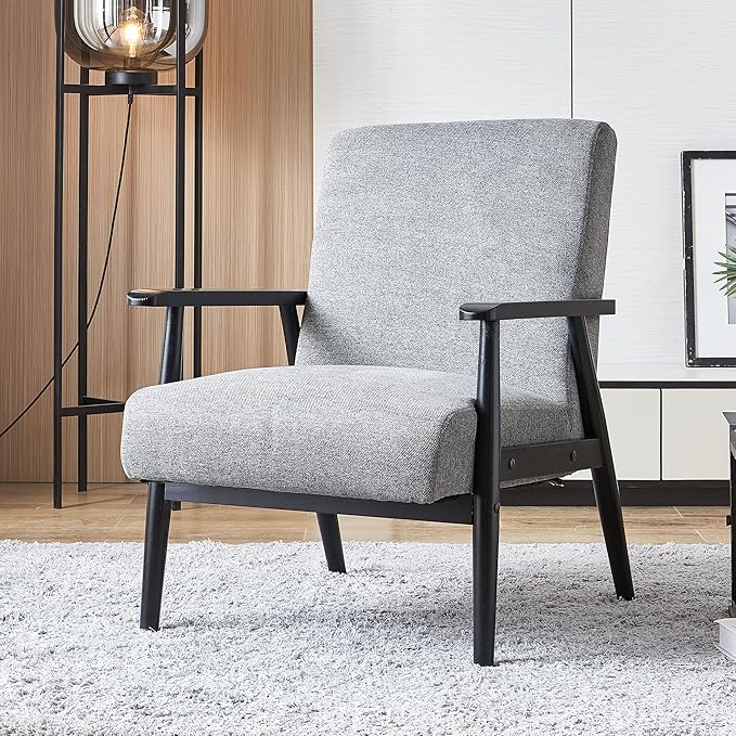 Mid-Century Retro Modern Style Leisure Chairs Retro Fabric Armchair Solid Wood armrestshigh-Value Living Room Chairs Suitable for RestaurantsStudiesbedroomsStudios
