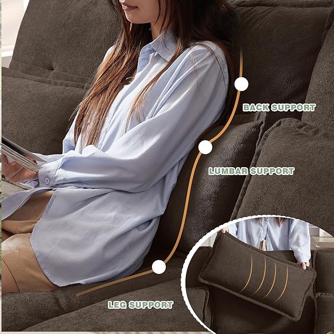 105 Convertible Sectional Sofa U Shaped Comfy Cloud Couch with Double Chaise and Padded Armrests Modern Upholstered 4 Seater Sofa for Living Room Apartment Office Coffee