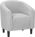 Yaheetech Accent Barrel Chair Corduroy Fabric Club Chair Furry Sherpa Elegant Armchair with Cozy Soft Padded for Living Room Bedroom Reception Room Office Light Gray