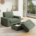 42.8 Oversized Chaise Lounge Chair with Storage Ottoman Corduroy Sofa Bed with Cup Holders &amp USB Charging Port Upholstered Sleeper Chair for Living Room Bedroom Green