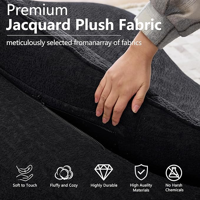 69”Curved Loveseat Sofa for Living Room Deep Seat Love Seat Couch with 2 High Back Modern Loveseat Adopt Jacquard Plush Fabric Suitable Small Spaces The Cloud Loveseat No Assembly Needed Black