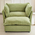 Merax 47 Armchair Upholstered Chenille Sofa Chair 2 Seat Modern Couch with Movable Ottoman Curved Armrests &amp Soft Pillows for Living Room Green