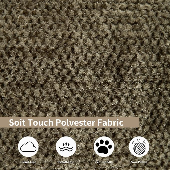 55 inch Oversized Round Chair Fluffy Chenille Boneless Sofa with Extra Deep Seat for Living Room Lounge (Olive Green)