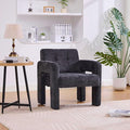 Upholstered Armchair Modern Accent Chair with Chenille Fabric for Living Room Comfortable Padded Single Seat Lounge Chair for Bedroom Office Reading Nook (Black)