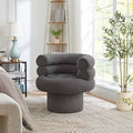 360° Swivel Barrel Accent Chair - Cozy Sherpa Fabric Upholstery Ergonomic Wrap-Around Design Sturdy Base Modern Style for Living Room Bedroom or Office (Grey)