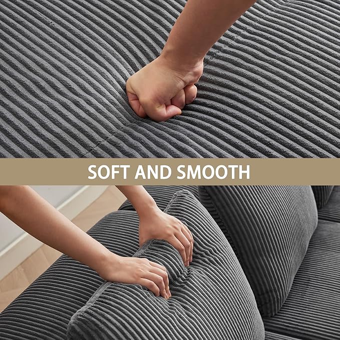 Modular Sectional Sofa with Movable Ottoman 1 Seat Deep Seat Couch with 1Pillow Comfy Cloud Sectional Sofa for Living Room Bedroom and Apartment (Grey 1 Left)
