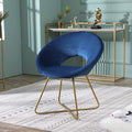 Roundhill Furniture Slatina Silky Velvet Upholstered Accent Chair with Gold Tone Finished Base Blue