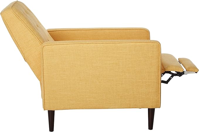 CHRISTOPHER KNIGHT HOME Mason Mid-Century Modern Tuft Back Recliner (Qty of 1 Fabric/Muted Yellow).