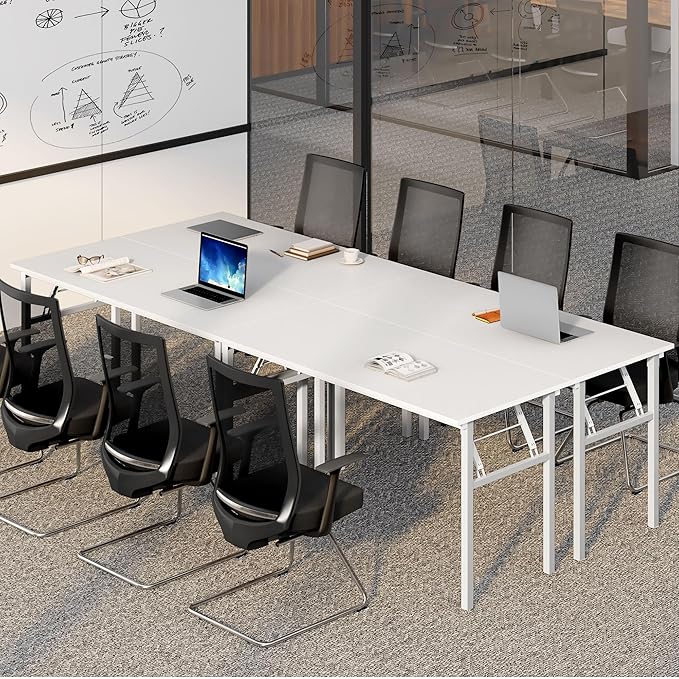 SDHYL Folding Desk 60inch No Assembly Folding Desks for Small Spaces Sturdy Computer Desk Functional Home Office Desks Study Writing Desk Office Table Workstation for Home Office Teak&ampWhite