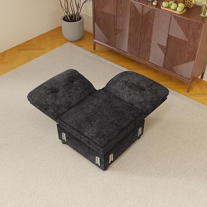 Corner Seat for Modular Sectional Sleeper Sofa Bed with Adjustable Backrest Premium Textured Chenille Easy to Assemble Dark Blue