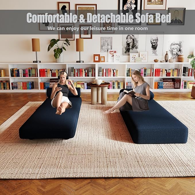 Upholstered Daybed30'' Wide Convertible Day Bed Twin to QueenExtendable Daybed Sofa Day Bed Couch for Small Space Guest Room (1 PolysterDark Blue)