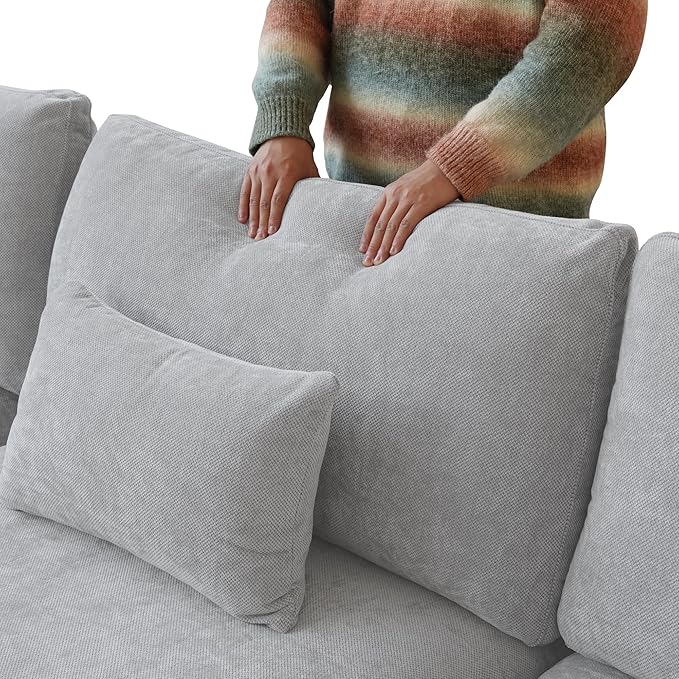 JACH Cloud Sectional Couches for Living Room Modern Convertible Modular Couch Love Seat Sofas Sofa Covers Removable Comfy Sectional Couch for Living Room Apartment (Light Grey)