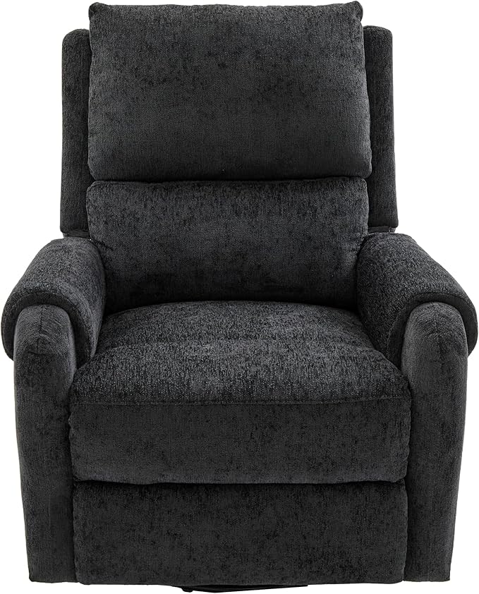 Christopher Knight Home Harper Massage Recliner Chair with 8 Modes Chenille Upholstered Recliner Sofa Swivel Massage Chair with a Side Storage Pocket for Living Room/Bedroom Head Support Black