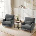 Accent Chairs Set of 2 Upholstered Armchair with Nailhead Trim &amp Solid Wood Legs Mid Century Modern Chenille Club Chair for Living Room/Bedroom/Reading Room Gray