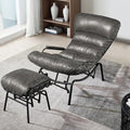 ovios Rocking Chair with Ottoman Glider Recliner with Footrest Lazy Accent Armchair with Comfy Cushion for Living Room Bedroom Office Suede Leather Grey