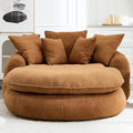 KEIKI 71 Chenille Round Boneless Sofa Couch Oversized Chaise Lounge Chair Couches Indoor No Assembly Required Floor Lazy Bean Bag Modern Sleeper Sofa Bed for Living Guest Room &amp Bedroom Brown