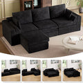 Vabches 106.6 Modular Sectional Sofa with Chaise Comfy Cloud Sectional Couch Modern L-Shape Corduroy Sofa with Deep Seat Upholstered Couches for Living Room BedroomNo Assembly Required (Black)