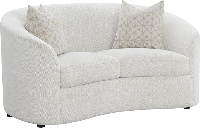 Coaster Home Furnishings - Rainn - Wood - Boucle Upholstered Loveseat with Sloped Arms and Accent Pillows - Living Room - Latte - 509172