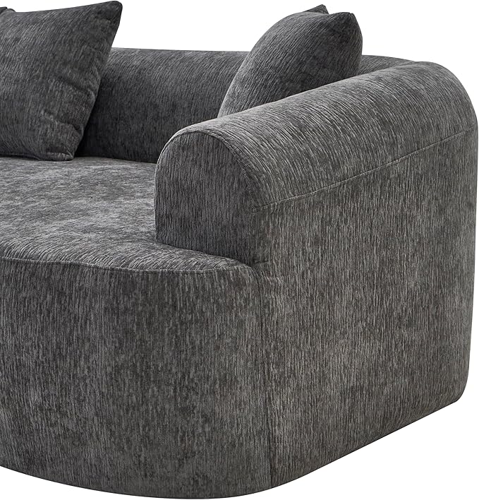 Oversized Sectional Boneless Sofa for Living Room 106 Modern Luxury Chenille Sofa 4-Seater Extra Deep &amp Wide Seat Curved Cloud Couch with 4 Throw Pillows Grey