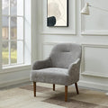 Chenille Armchair Modern Style Accent Chair with Wood Legs Comfy Design for Living Room Bedroom Office Gray RR142