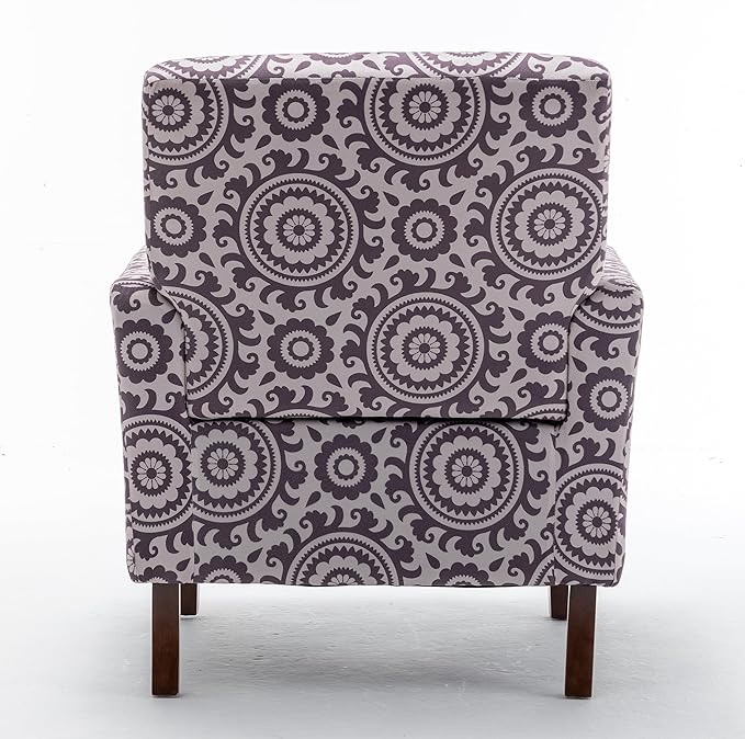Contemporary Accent Arm Chair with Birch Wood Frame and Velvet Upholstery Armchair for Office and Living Room Decor Removable Cushions 02 Printed Fabric