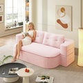 78.7 Floor Foam Sleeper Sofa Bed Folding Futon Couch Bed Corduroy Compression Loveseat Sofa Foldable Full Size Couch with 2 Pillows for Living Room Bedroom ApartmentPink