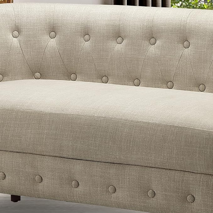ROSEVERA Garner Chesterfield Settee Loveseat Brown