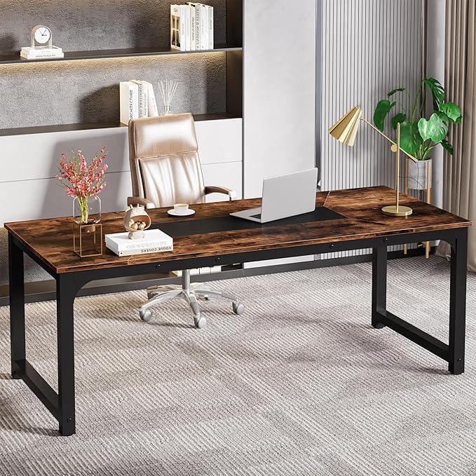 Little Tree 78.7 Inch X Large Executive Computer Desk Home Office Workstation