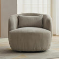 34.25 Swivel Barrel Chair Round Accent Barrel Chair Modern Wide Armchair Upholstered Corduroy Lounge Comfortable Sitting Single Seat Rotating Base for Living Room Office Chair Light Gray