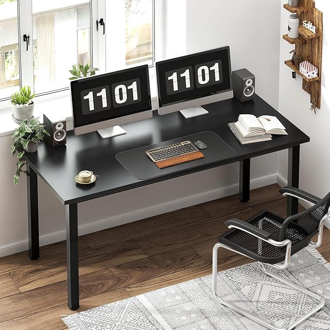 Need 54.3 Inch Large Computer Desk Modern Simple Style Desk for Home Office Basic Writing Table for Study Student Black