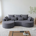 105 Boneless Chenille Upholstered Oversized Sofa Sectional 4-Seater 29.8 Deep Seat Curved Cloud Couch with 7 Pillows Free Combination Sofa Couch for Living Room (Grey 105 Left Lounge)