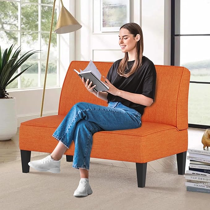 ALISH Small Loveseat Sofa 2-Seater Sofa Couch with Wooden Legs for Bedroom Living Room Upholstered Mini Couch for Small Spaces
