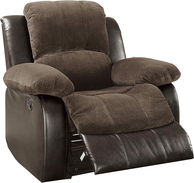 Lexicon Baluze Faux Leather Wall Hugger Recliner Chair for Living Room Office RV - High-Density Foam Sturdy Solid Wood Frame - Chairs Living Room Recliners for Small Spaces - Brown Shades