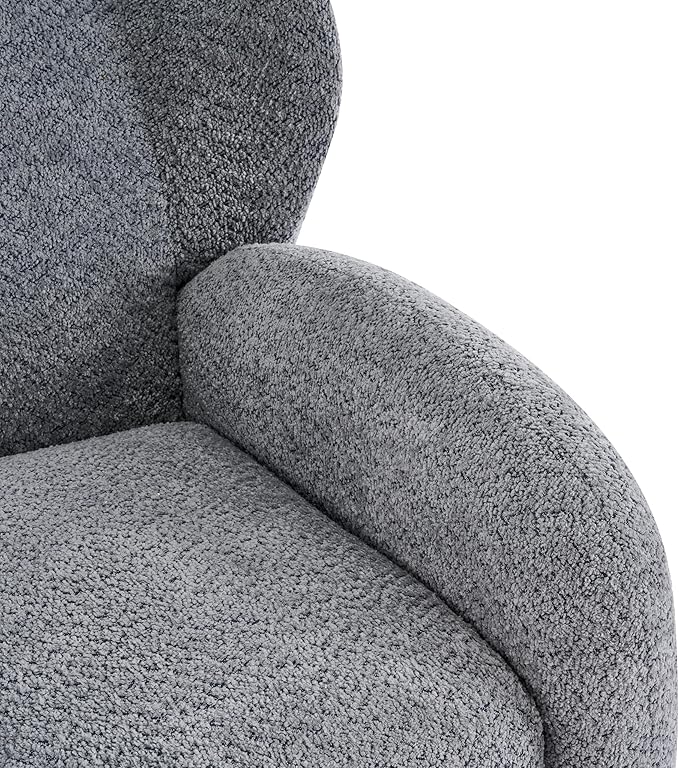 Christopher Knight Home Aiden Boucle Wingback Accent Chair Fabric Upholstered Club Chair with Wooden Frame Comfy Reading Chair for Living Room/Bedroom Dusty Blue+Walnut