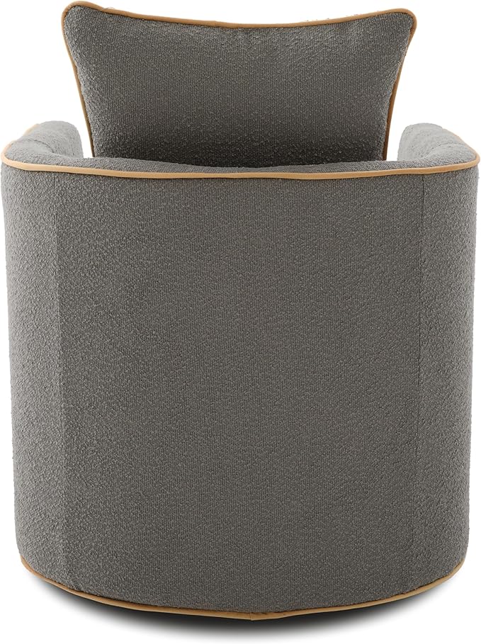 Christopher Knight Home Arlo 360° Swivel Accent Chair for Living Room Bouclé Upholstered Rotating Lounge Chair Indoor Barrel Swivel Chair with Iron Frame Curved Armrest and Padded Seat Light Grey
