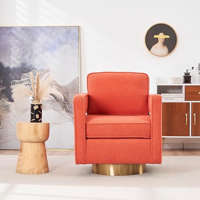 Swivel Barrel Chair for Living Room360 Degree Swivel Club Modern Accent Single Sofa Chair Small Leisure Arm Chair for Nursery Hotel Bedroom Office