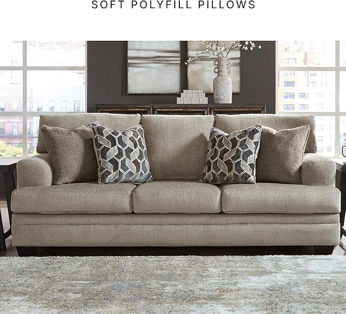 Signature Design by Ashley Stonemeade Casual Sofa with 4 Toss Pillows Light Brown