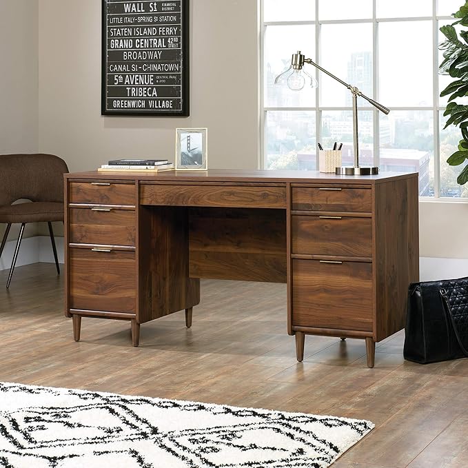Sauder Clifford Place Executive Desk in Grand Walnut finish