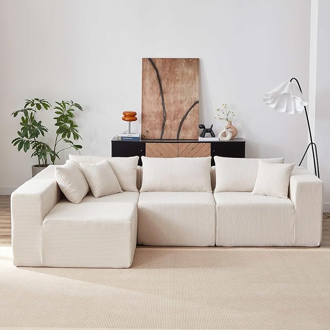 104” Modular Cloud Sectional Couch with Chaise Tiktok Viral Cloud Compressed Foam couches in a Box L-Shape Sofa Bed Boneless Couch for Living Roomno Assembly RequiredBeige