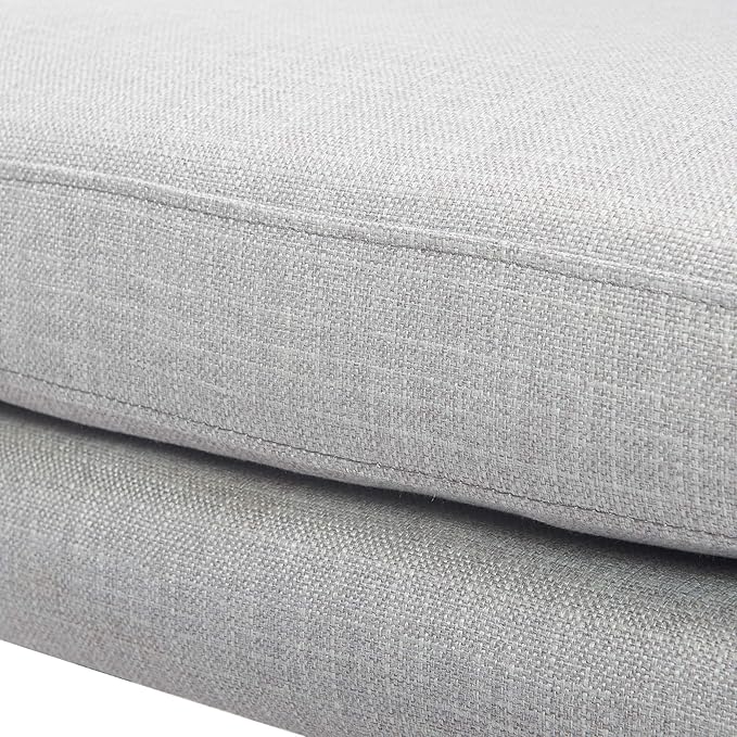 Tommy Hilfiger Russell AccentChair Medium-Soft Pillow Back Mid-Century Modern &amp Industrial Armchair Comfortable LoungeChair for Living Room Bedroom or Office Gray Square Metal Frame in Light