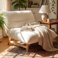 KEIKI Large Bean Bag Chair Adults Kids Comfy Corduroy Small Couch with Wood Frame Big Accent Beanbag Lounge Chairs Indoor Lazy Cozy Floor Sofa Couches for Living Room Reading Easy Assembly Beige