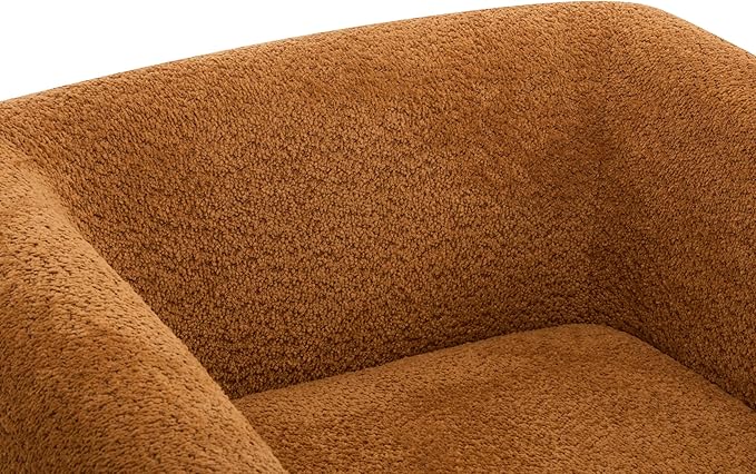 Christopher Knight Home Holly Modern Boucle Fabric Upholstered Club Chair for Living Room Home Office Apartment Relaxing Chair with Removable Cushion and Birch Wood Legs Caramel Brown + Walnut